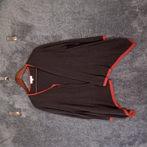 Bryn Walker Brown and Red Cardigan Sweater with Classic Knit Design Open Size S - Picture 2 of 10